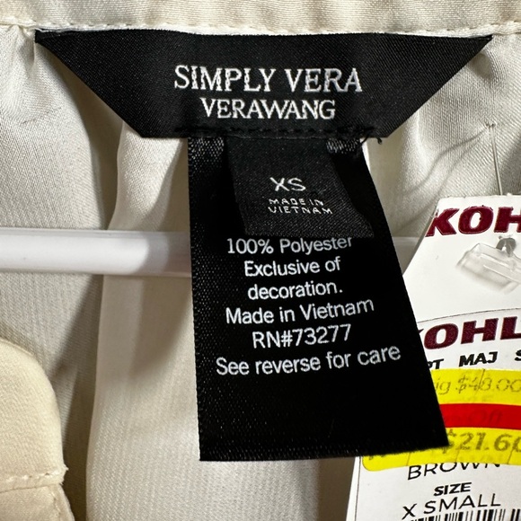 Simply Vera Vera Wang Cream and Brown Boxy Blouse - Picture 7 of 7